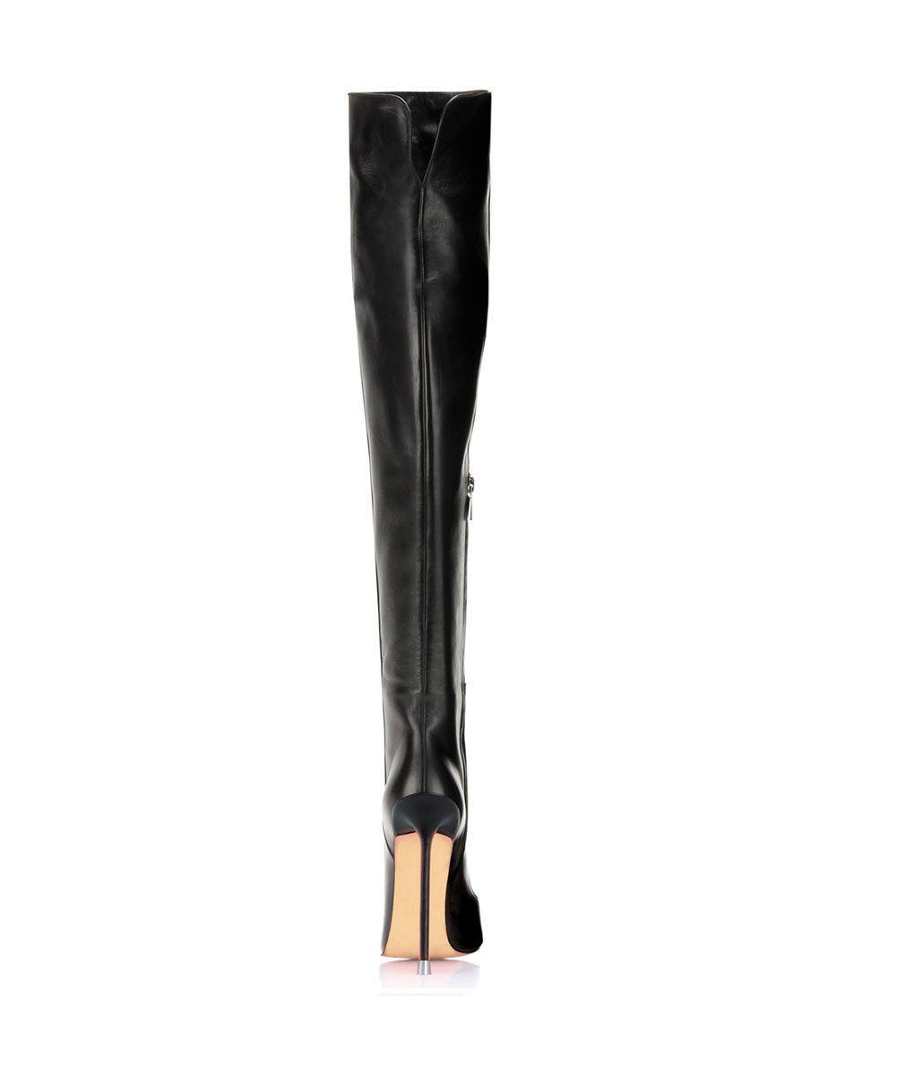 Dassel 125 Black · Charlotte Luxury Boots · Luxury High Heel Pointy Boots · Di Marni - Vicenzo Rossi · Custom made · Made to measure · Luxury Over Knee High Heel Boots · Boots