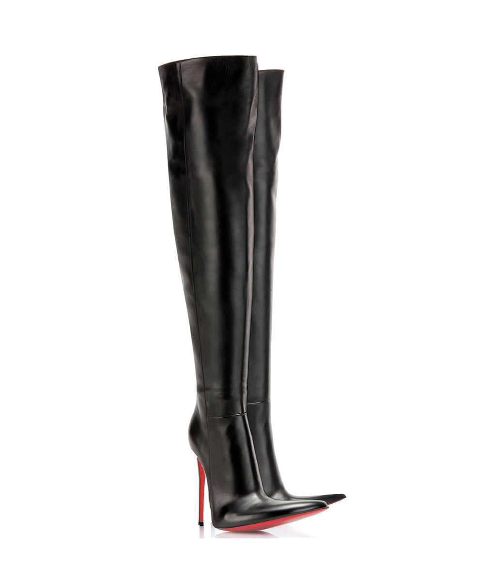 Dakin 125 Black · Charlotte Luxury Boots · Luxury High Heel Pointy Boots · Di Marni - Vicenzo Rossi · Custom made · Made to measure · Luxury Over Knee High Heel Boots · Boots