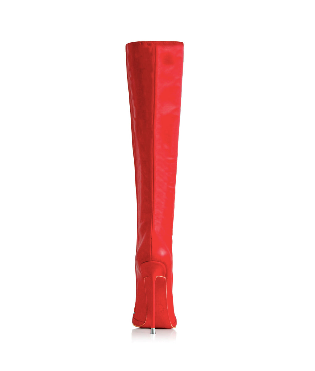 Dali 120 Red · Charlotte Luxury Boots · Luxury High Heel Pointy Boots · Di Marni - Vicenzo Rossi · Custom made · Made to measure · Luxury Pointy High Heel Boots · Stiletto Boots