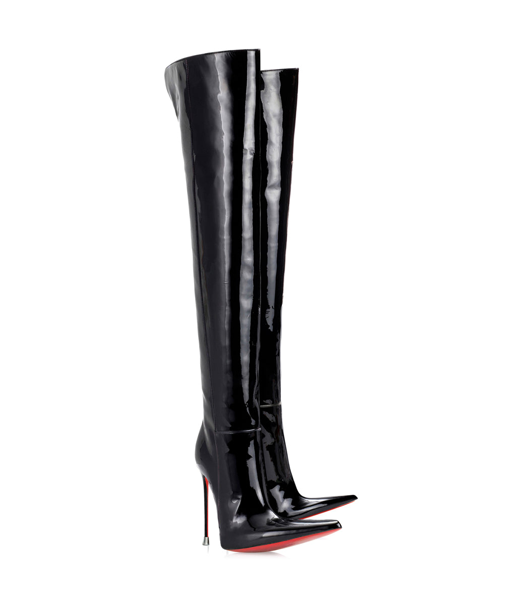 Dassel 125  Black Patent ·  Charlotte Luxury Boots · Luxury High Heel Pointy Boots · Di Marni - Vicenzo Rossi · Custom made · Made to measure · Luxury Over Knee High Heel Boots · Boots