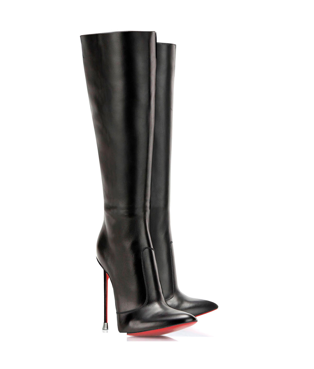 Dorbeon 120 Black  · Charlotte Luxury Boots · Luxury High Heel Pointy Boots · Di Marni - Vicenzo Rossi · Custom made · Made to measure · Luxury Pointy High Heel Boots · Stiletto Boots