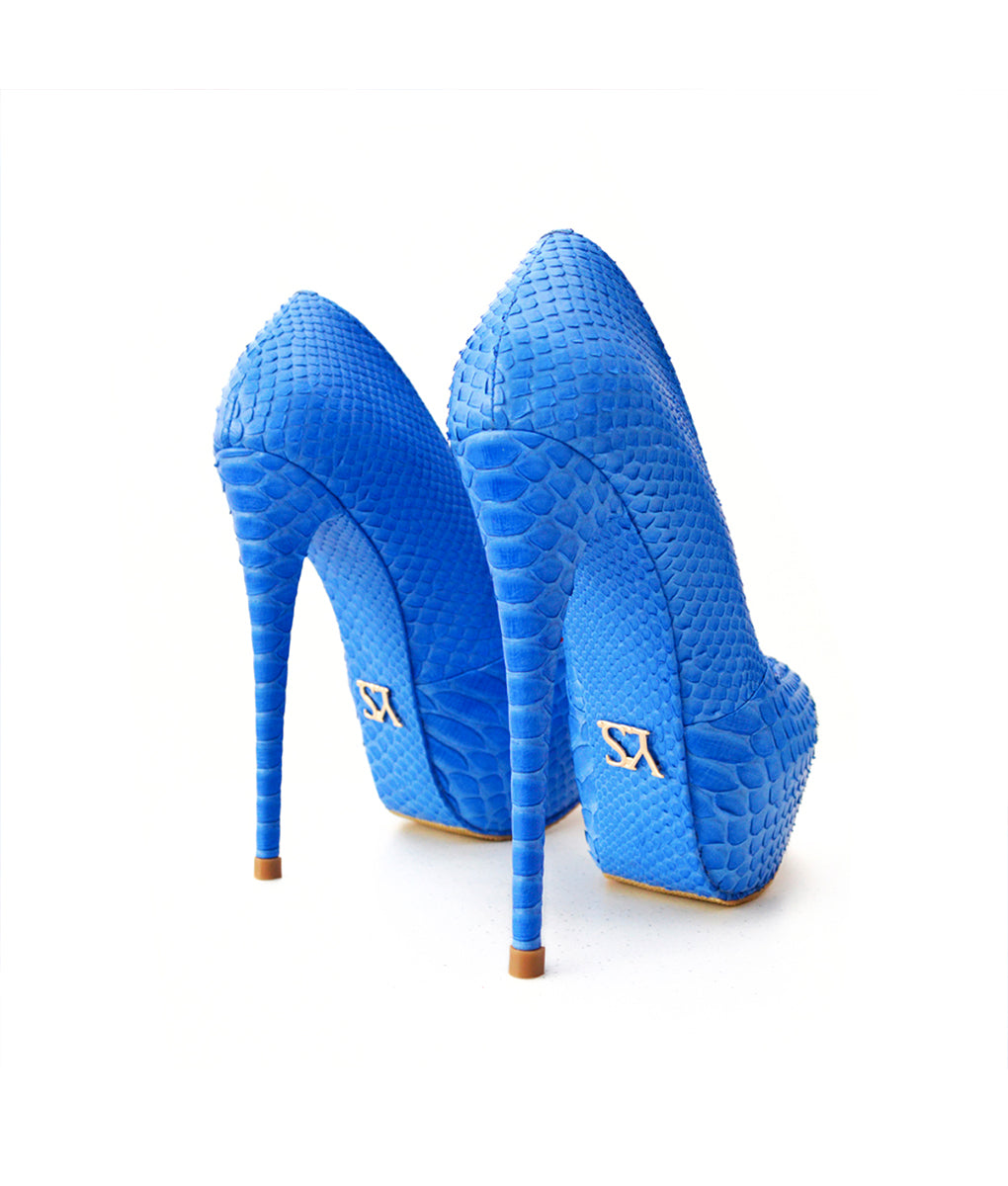 Junna 150 Blue Python · Charlotte Luxury Shoes · Luxury High Heel Platform Shoes · Yarose Shulzhenko · Custom Made · Made to measure · Luxury High Heel Shoes · Shoes