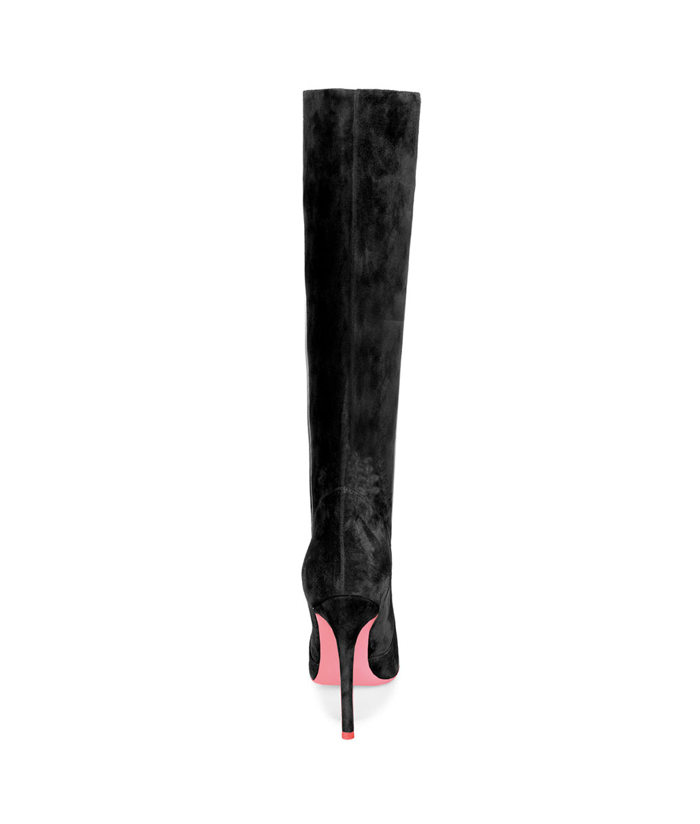 Adhil 115  Black Suede  · Charlotte Luxury High Heels Boots · Ada de Angela Shoes · High Heels Boots · Luxury Boots · Knee High Boots · Stiletto · Leather Boots
