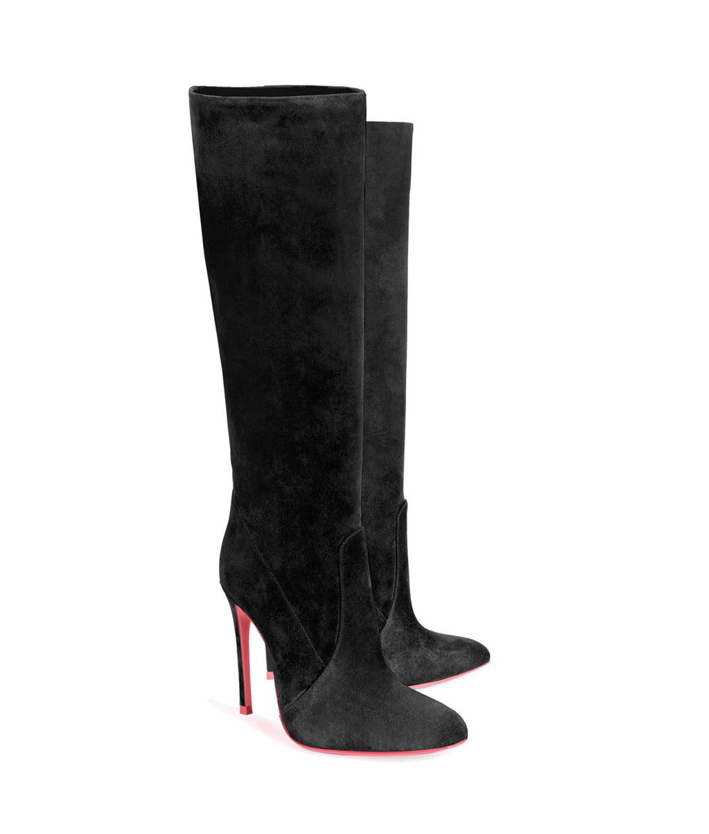 Adhil 115  Black Suede  · Charlotte Luxury High Heels Boots · Ada de Angela Shoes · High Heels Boots · Luxury Boots · Knee High Boots · Stiletto · Leather Boots