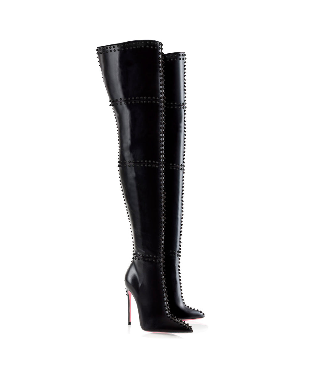 Ahran 120 Black · Charlotte Luxury Boots · Luxury High Heel Pointy Boots · Ada de Angela  · Custom made · Made to measure · Luxury OTK Thigh High Heel Boots · Boots