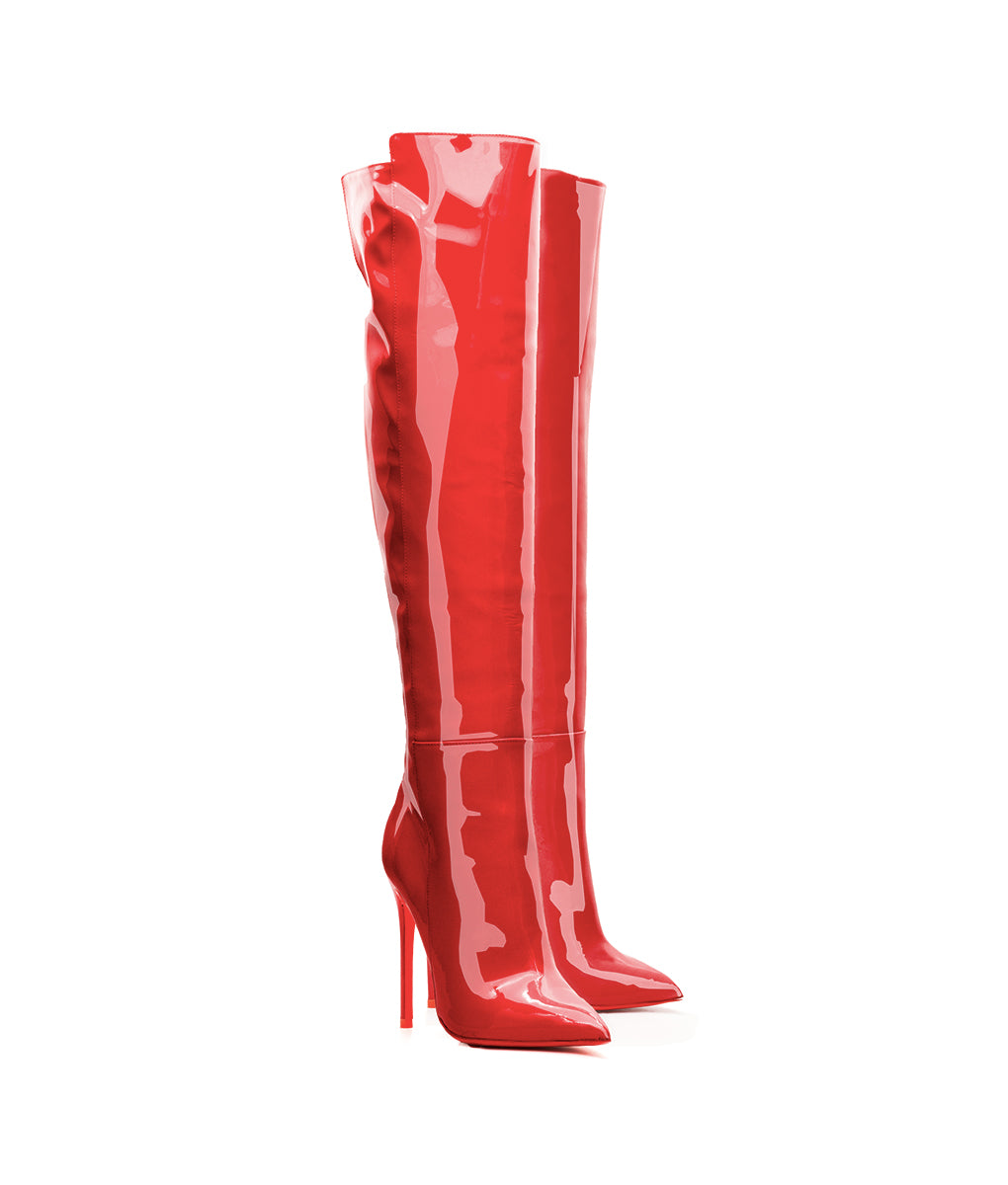 Bessel Red Patent  · Charlotte Luxury High Heels Boots · Ada de Angela Boots  · High Heels Boots · Luxury Boots · Over Knee Boots · Stiletto · Leather Boots