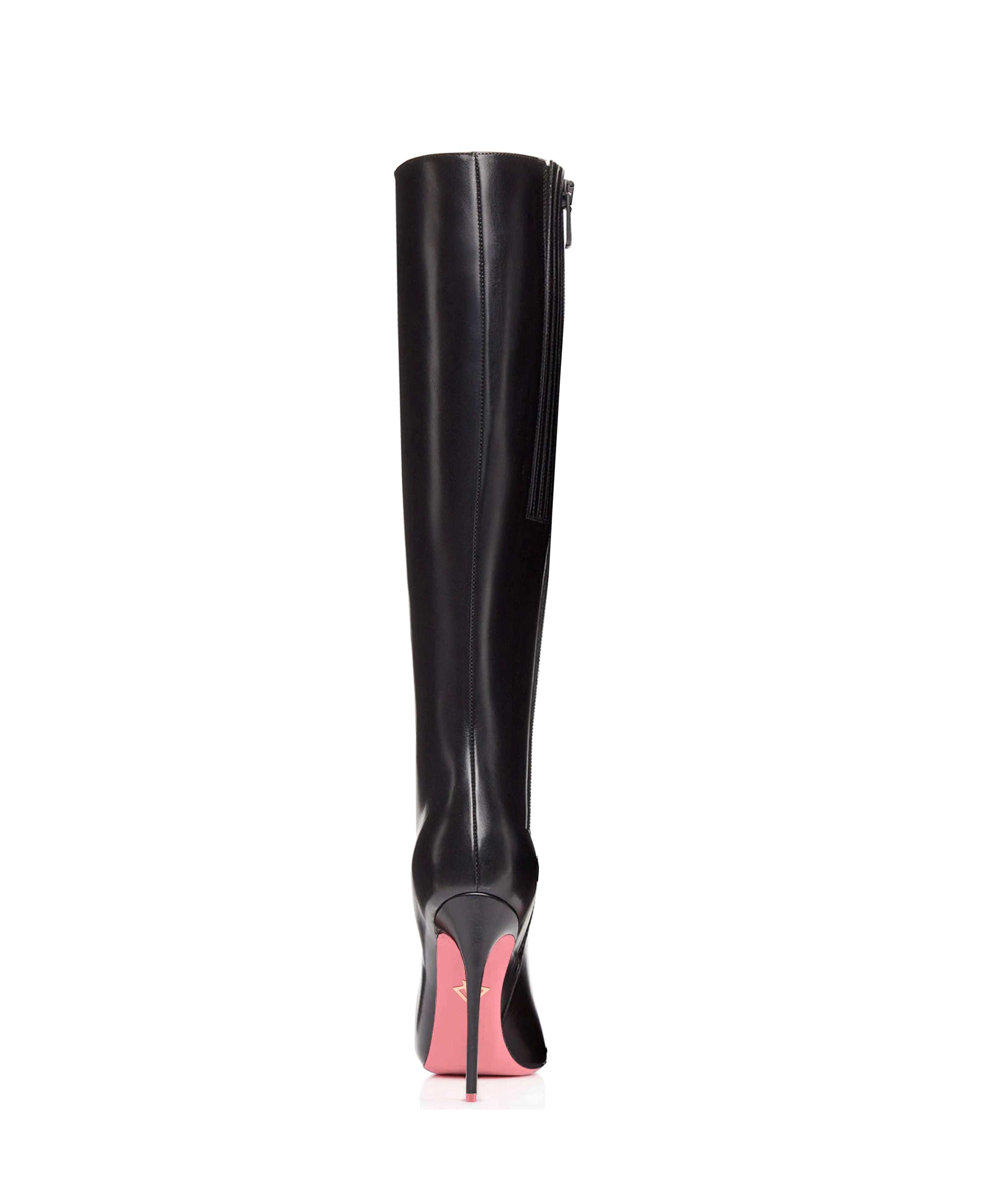 DENEB 120 BLACK - NAPPA · Knee High - Boots - Women - Charlotte Luxury - Luxury High Heels - Made to Order Boots - Custom Made Boots - Women High Heels Boots - Stiletto Leather High Heels Boots - Tall Boots - Extreme Boots - Fetish Boots