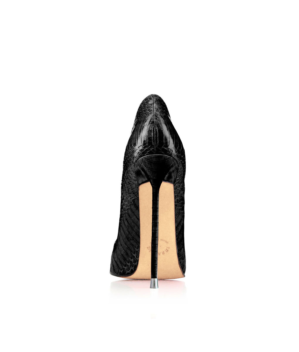 Akhira Black Python  · Charlotte Luxury Shoes · Luxury High Heel Pumps · Di Marni - Vicenzo Rossi · Custom made · Made to measure · Black Luxury Pumps High Heel Shoes · Stiletto Shoes