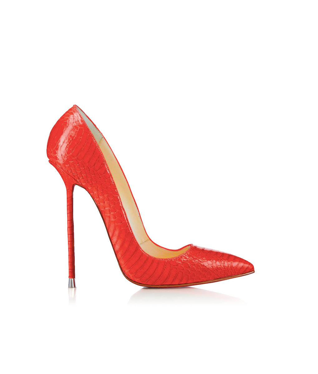 Akhira Red Python  · Charlotte Luxury Shoes · Luxury High Heel Pumps · Di Marni - Vicenzo Rossi · Custom made · Made to measure · Black Luxury Pumps High Heel Shoes · Stiletto Shoes