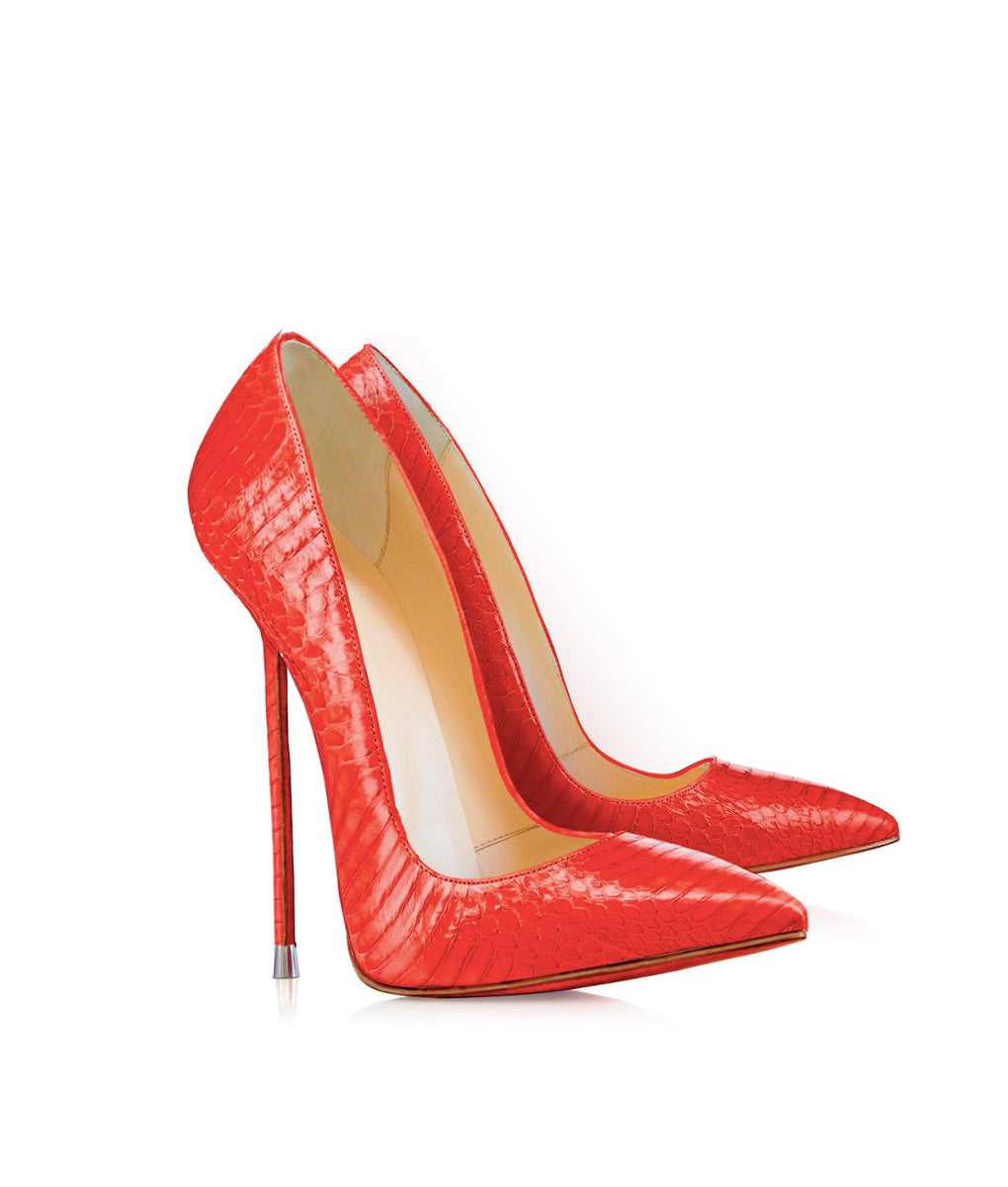 Akhira Red Python  · Charlotte Luxury Shoes · Luxury High Heel Pumps · Di Marni - Vicenzo Rossi · Custom made · Made to measure · Black Luxury Pumps High Heel Shoes · Stiletto Shoes