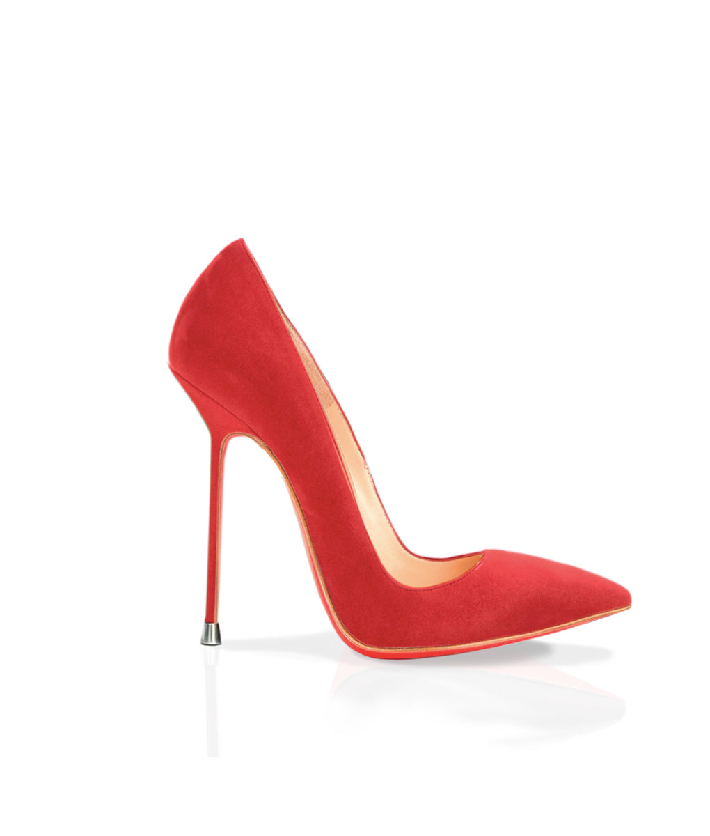 Akhira Red Suede · Charlotte Luxury Shoes · Luxury High Heel Pumps · Di Marni - Vicenzo Rossi · Custom made · Made to measure · Luxury Pumps High Heel Shoes · Stiletto