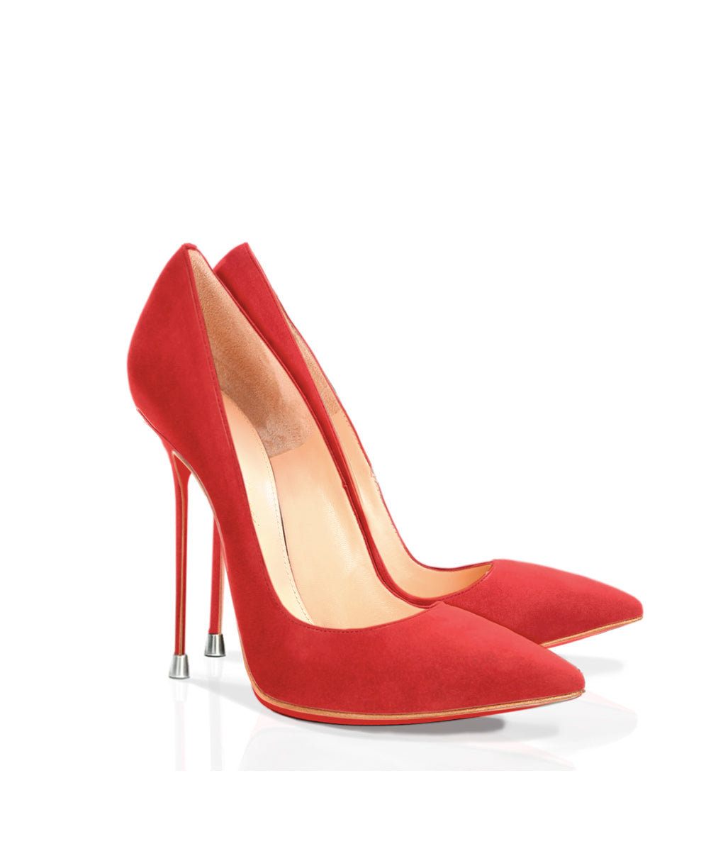 Akhira Red Suede · Charlotte Luxury Shoes · Luxury High Heel Pumps · Di Marni - Vicenzo Rossi · Custom made · Made to measure · Luxury Pumps High Heel Shoes · Stiletto