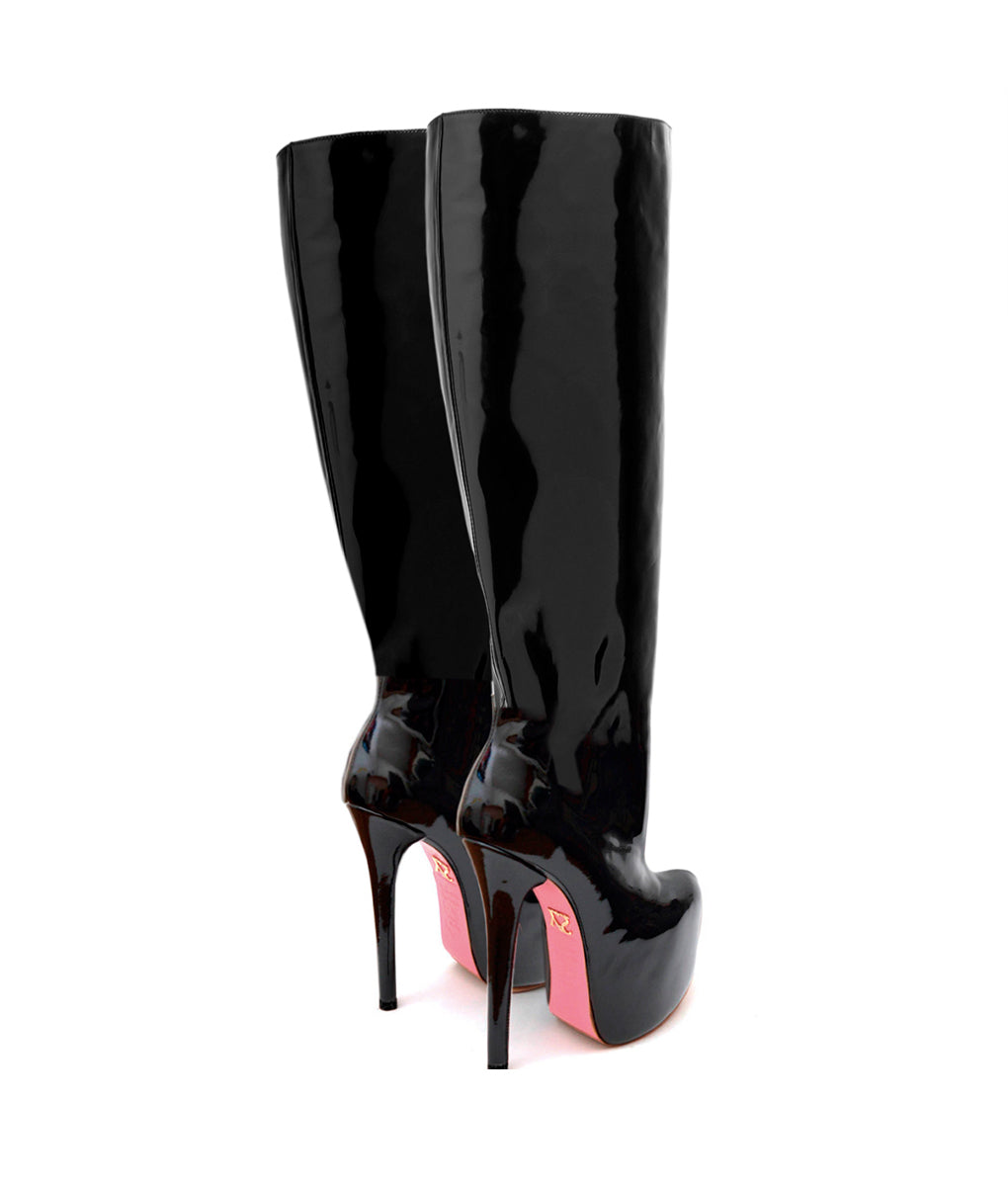 Cataleya Black Patent · Charlotte Luxury Boots · Luxury High Heel Knee High Boots · Yarose Shulzhenko · Custom Made · Made to measure · Luxury High Heel Tall Boots · Boots