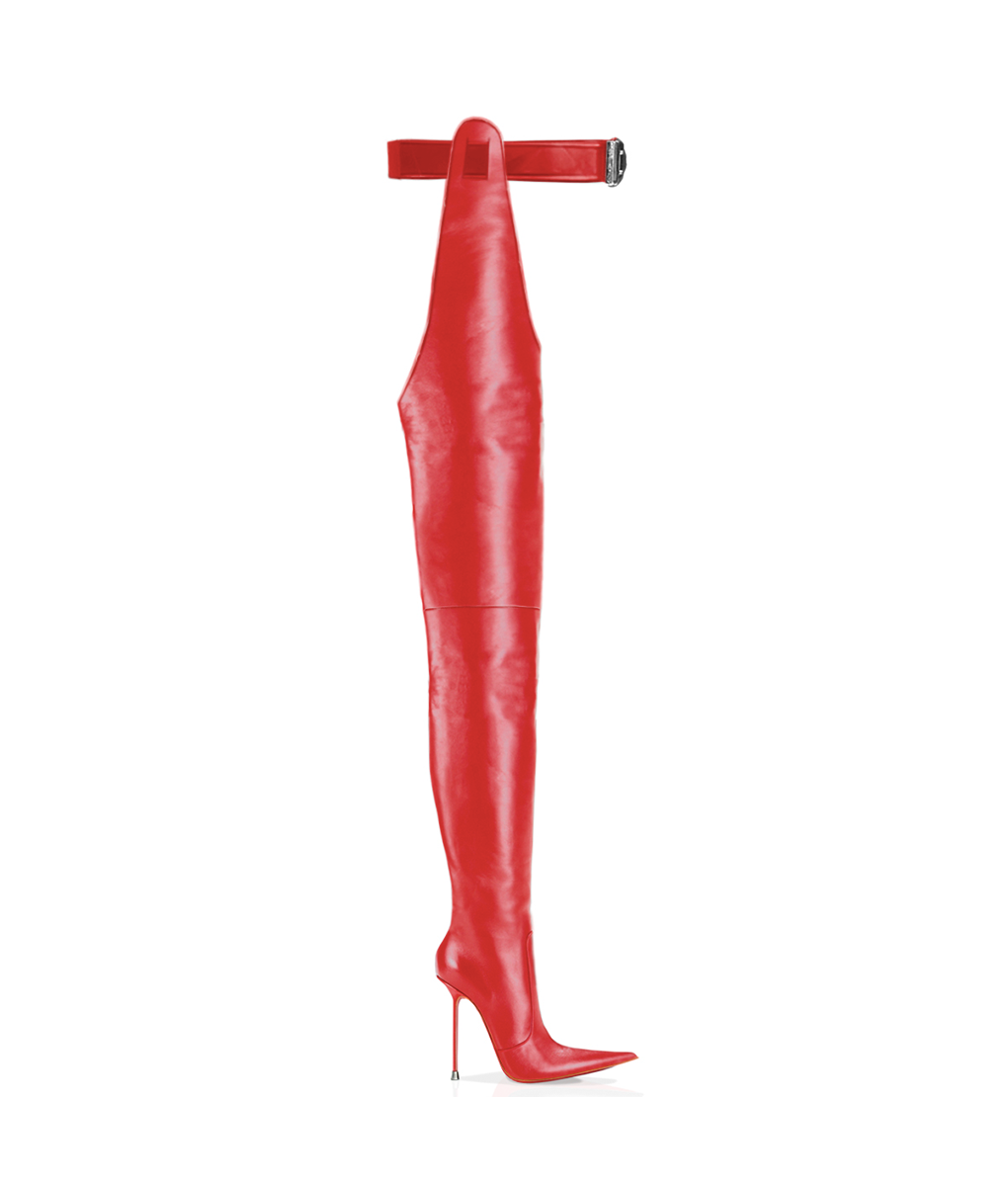 Chapu Red · Charlotte Luxury Boots · Luxury High Heel Pointy Boots · Di Marni · Custom made · Made to measure · Luxury Chap OTK Thigh High Heel Boots · Boots