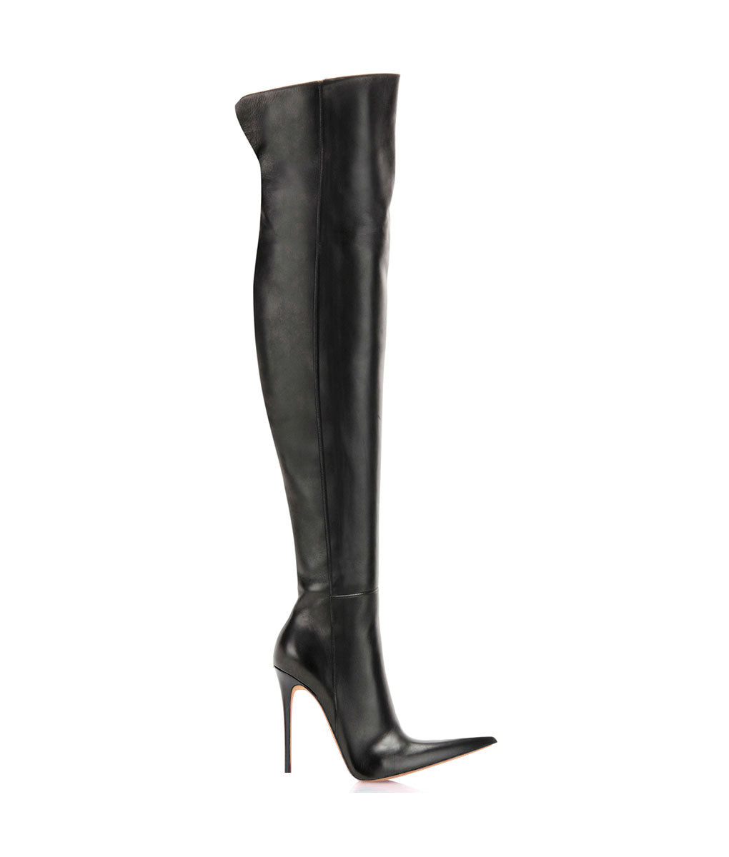 Dakin Black · Charlotte Luxury Boots · Luxury High Heel Pointy Boots · Di Marni - Vicenzo Rossi · Custom made · Made to measure · Luxury Over Knee High Heel Boots · Boots