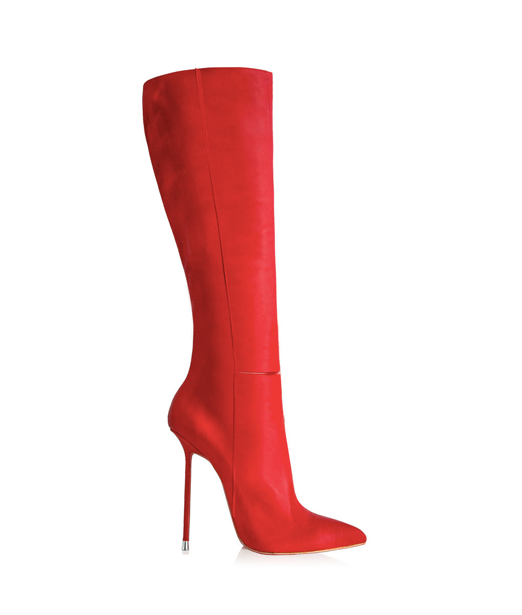 Dali Red · Charlotte Luxury Boots · Luxury High Heel Pointy Boots · Di Marni - Vicenzo Rossi · Custom made · Made to measure · Luxury Pointy High Heel Boots · Stiletto Boots