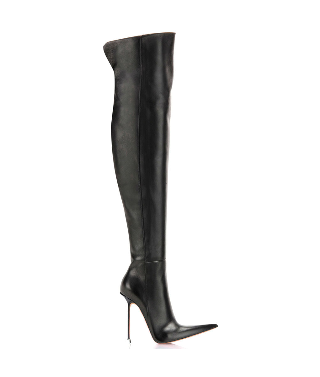 Dassel Black · Charlotte Luxury Boots · Luxury High Heel Pointy Boots · Di Marni - Vicenzo Rossi · Custom made · Made to measure · Luxury Over Knee High Heel Boots · Boots