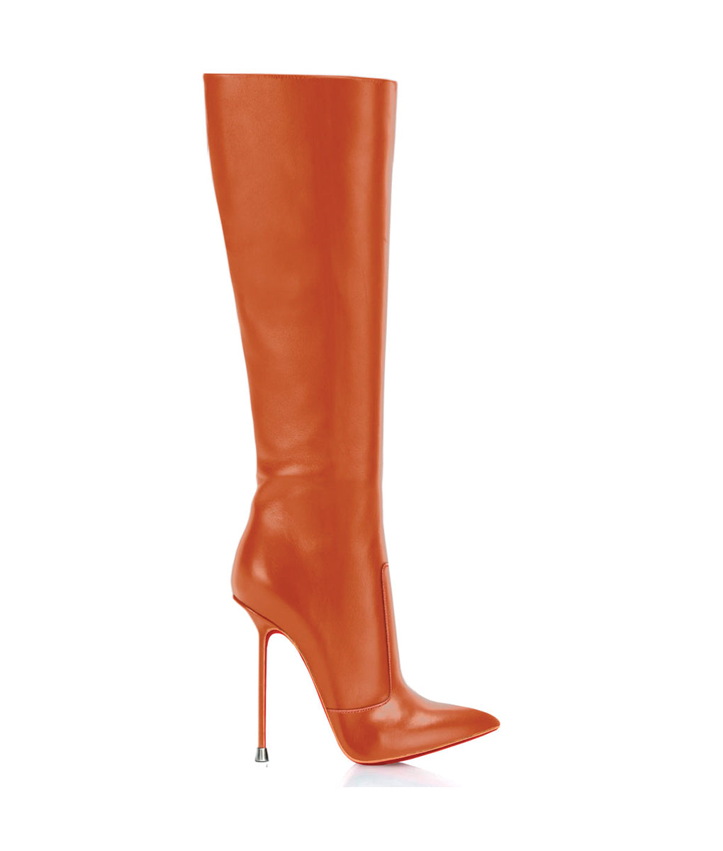 Dorbeon English Tan  · Charlotte Luxury Boots · Luxury High Heel Pointy Boots · Di Marni - Vicenzo Rossi · Custom made · Made to measure · Luxury Pointy High Heel Boots · Stiletto Boots