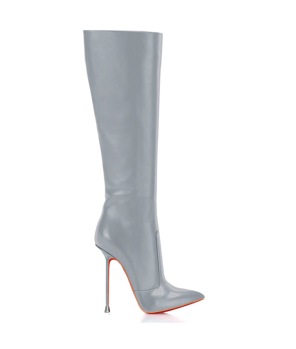 Dorbeon Gray  · Charlotte Luxury Boots · Luxury High Heel Pointy Boots · Di Marni - Vicenzo Rossi · Custom made · Made to measure · Luxury Pointy High Heel Boots · Stiletto Boots