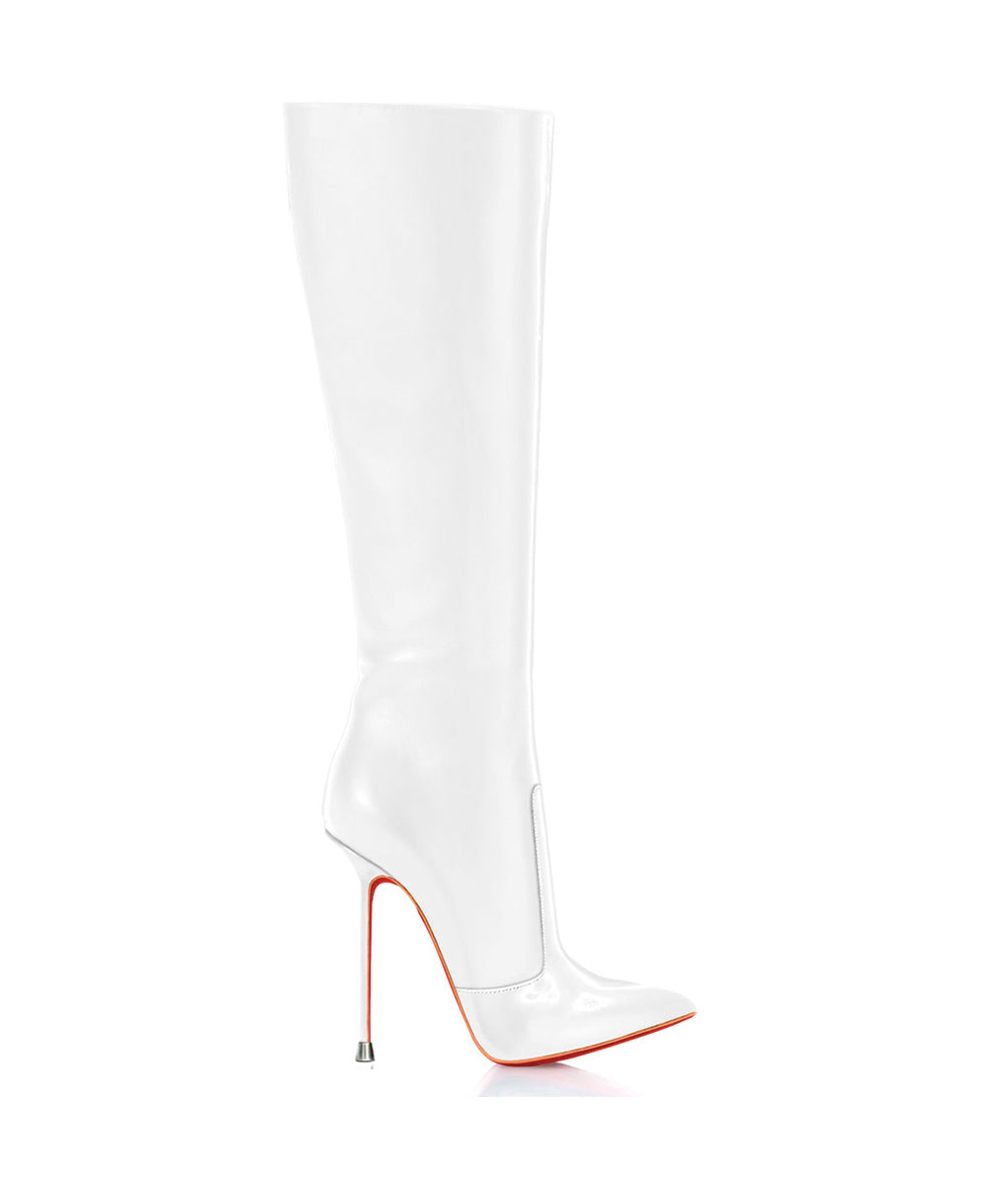 Dorbeon White · Charlotte Luxury Boots · Luxury High Heel Pointy Boots · Di Marni - Vicenzo Rossi · Custom made · Made to measure · Luxury Pointy High Heel Boots · Stiletto Boots