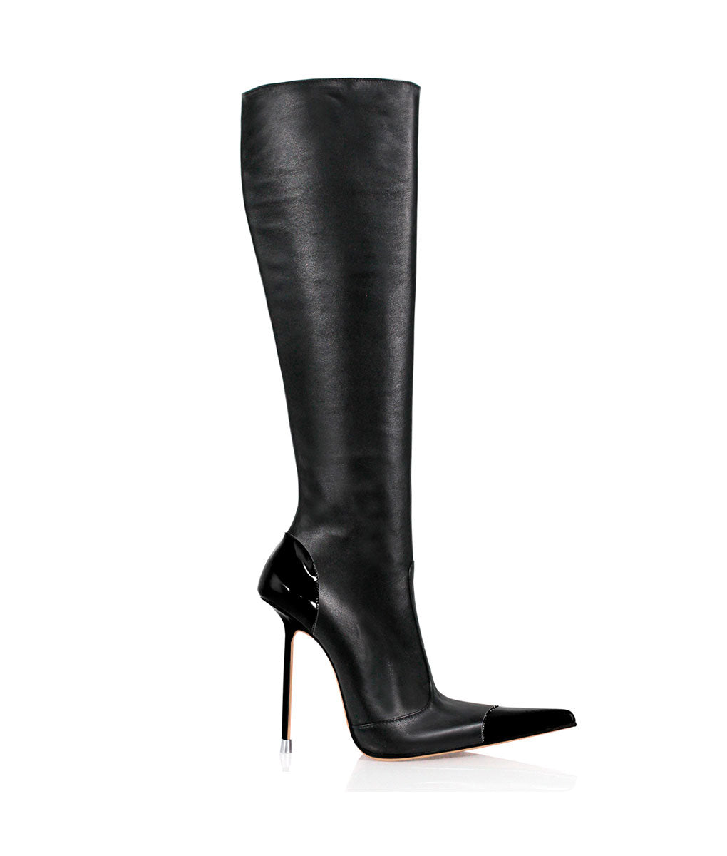 Drymash Black & Black · Charlotte Luxury Boots · Luxury High Heel Pointy Boots · Di Marni - Vicenzo Rossi · Custom made · Made to measure · Luxury Pointy High Heel Boots · Stiletto Boots