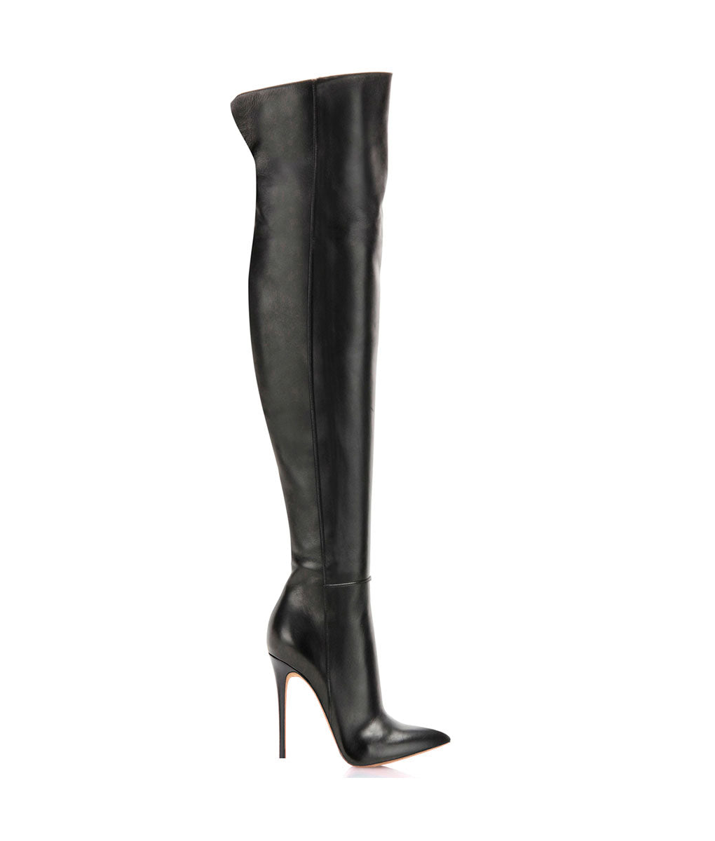 Duimas Black · Charlotte Luxury Boots · Luxury High Heel Pointy Boots · Di Marni - Vicenzo Rossi · Custom made · Made to measure · Luxury Over Knee High Heel Boots · Boots