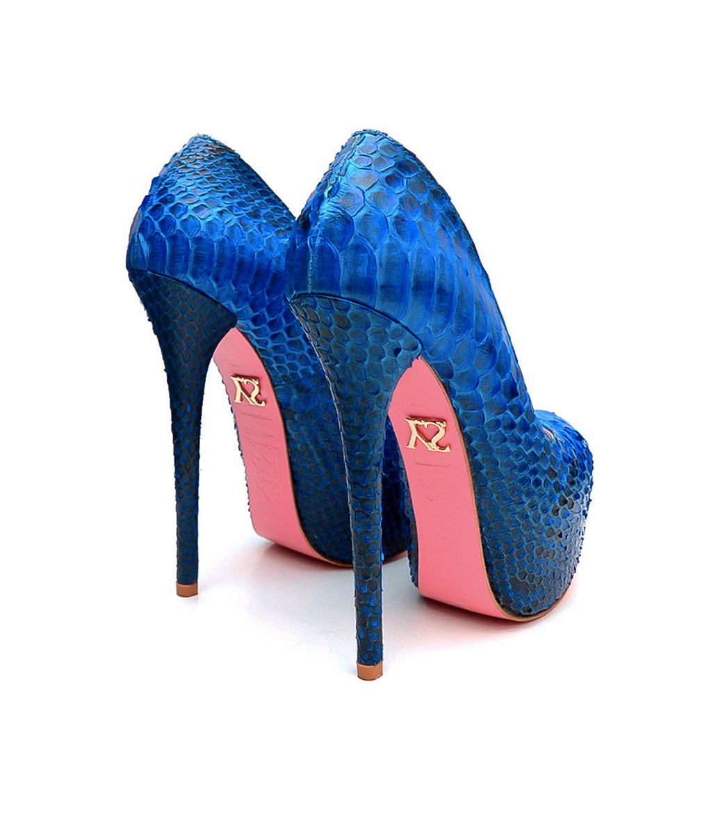 Kalinda Blue Python · Charlotte Luxury Shoes · Luxury High Heel Platform Shoes · Yarose Shulzhenko · Custom Made · Made to measure · Luxury High Heel Shoes · Shoes