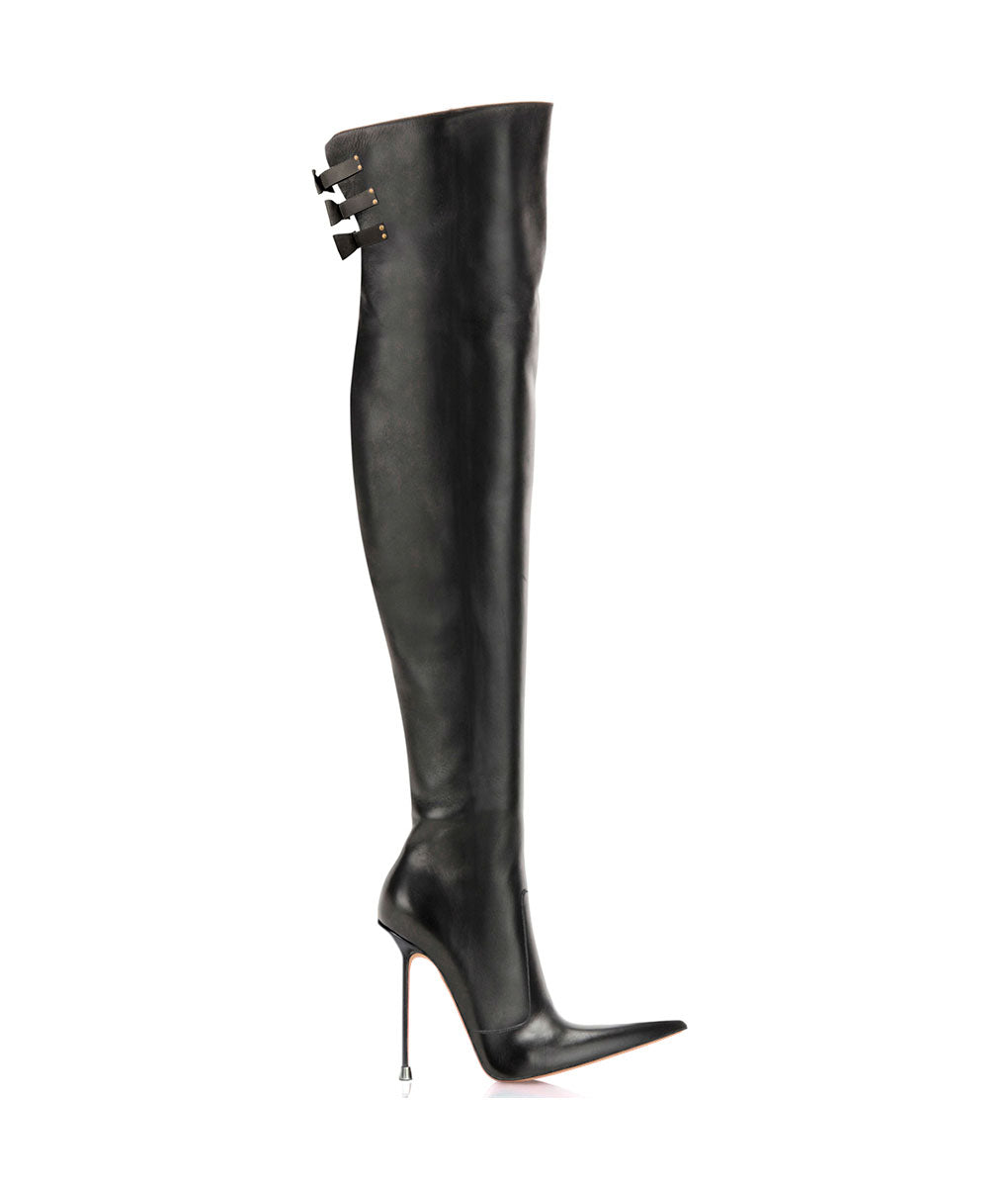 Minuss Black · Charlotte Luxury Boots · Luxury High Heel Pointy Boots · Di Marni - Vicenzo Rossi · Custom made · Made to measure · Luxury Over Knee High Heel Boots · Boots