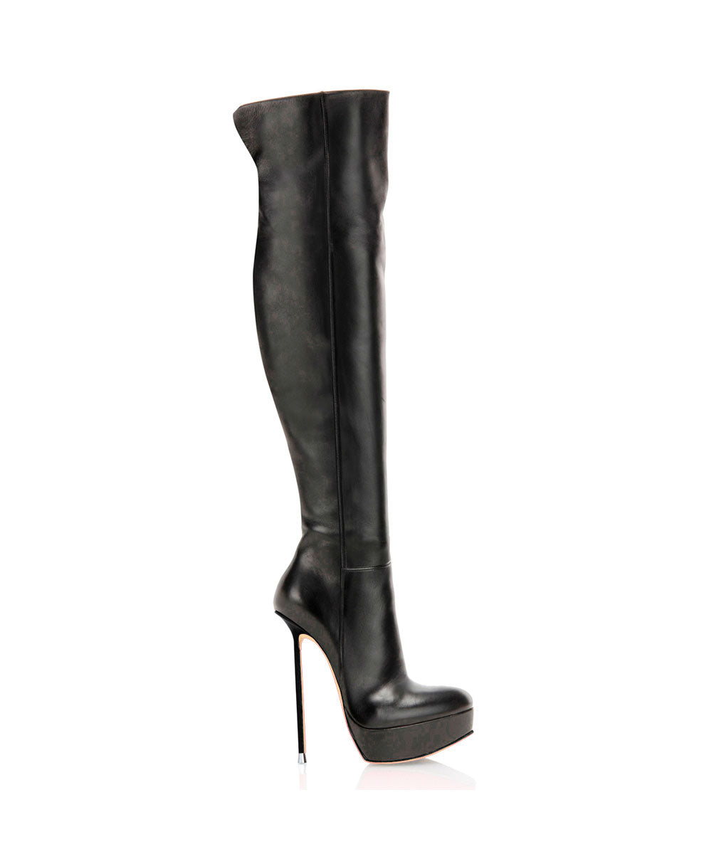 Tommal Black · Charlotte Luxury Boots · Luxury High Heel Over Knee High Boots · Di Marni - Vicenzo Rossi · Custom made · Made to measure · Luxury Platform Boots · High Heel Boots