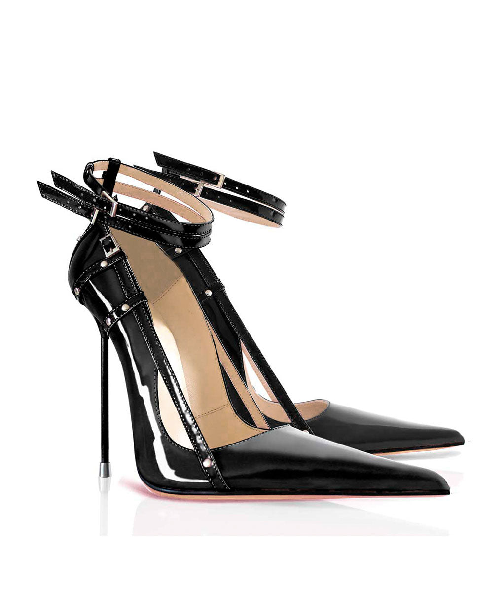 Traze Black Patent · Charlotte Luxury Shoes · Luxury High Heel Pointy · Di Marni - Vicenzo Rossi · Custom made · Made to measure · Black Luxury Pointy High Heel Shoes · Stiletto Shoes