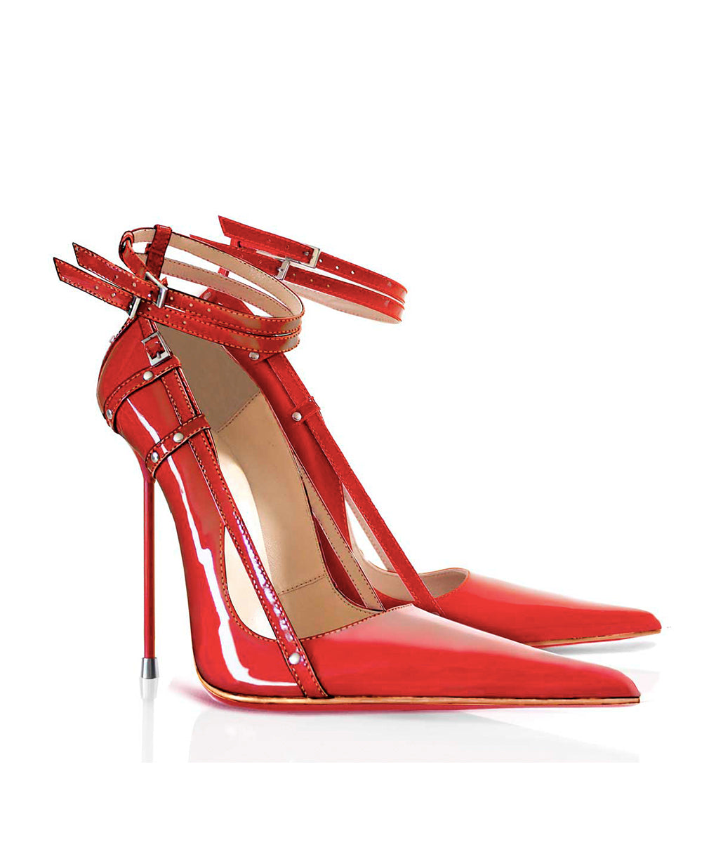 Traze Red Patent · Charlotte Luxury Shoes · Luxury High Heel Pointy · Di Marni - Vicenzo Rossi · Custom made · Made to measure · Black Luxury Pointy High Heel Shoes · Stiletto Shoes