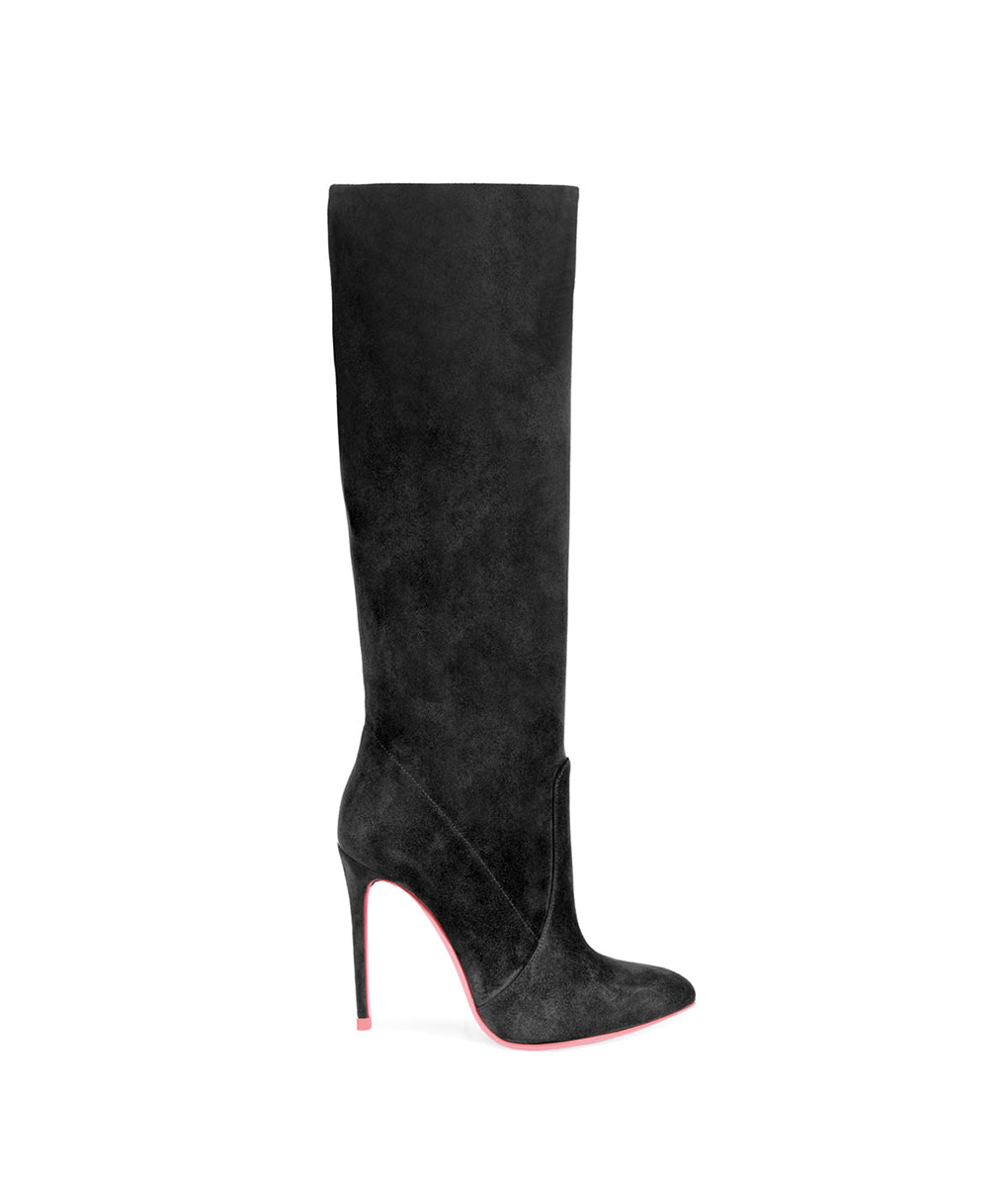 Adhil Black Suede  · Charlotte Luxury High Heels Boots · Ada de Angela Shoes · High Heels Boots · Luxury Boots · Knee High Boots · Stiletto · Leather Boots