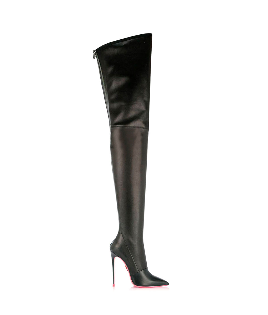 Cursa Black stretch  · Charlotte Luxury High Heels Boots · Ada de Angela Shoes · High Heels Boots · Luxury Boots · Knee High Boots · Stiletto · Leather Boots