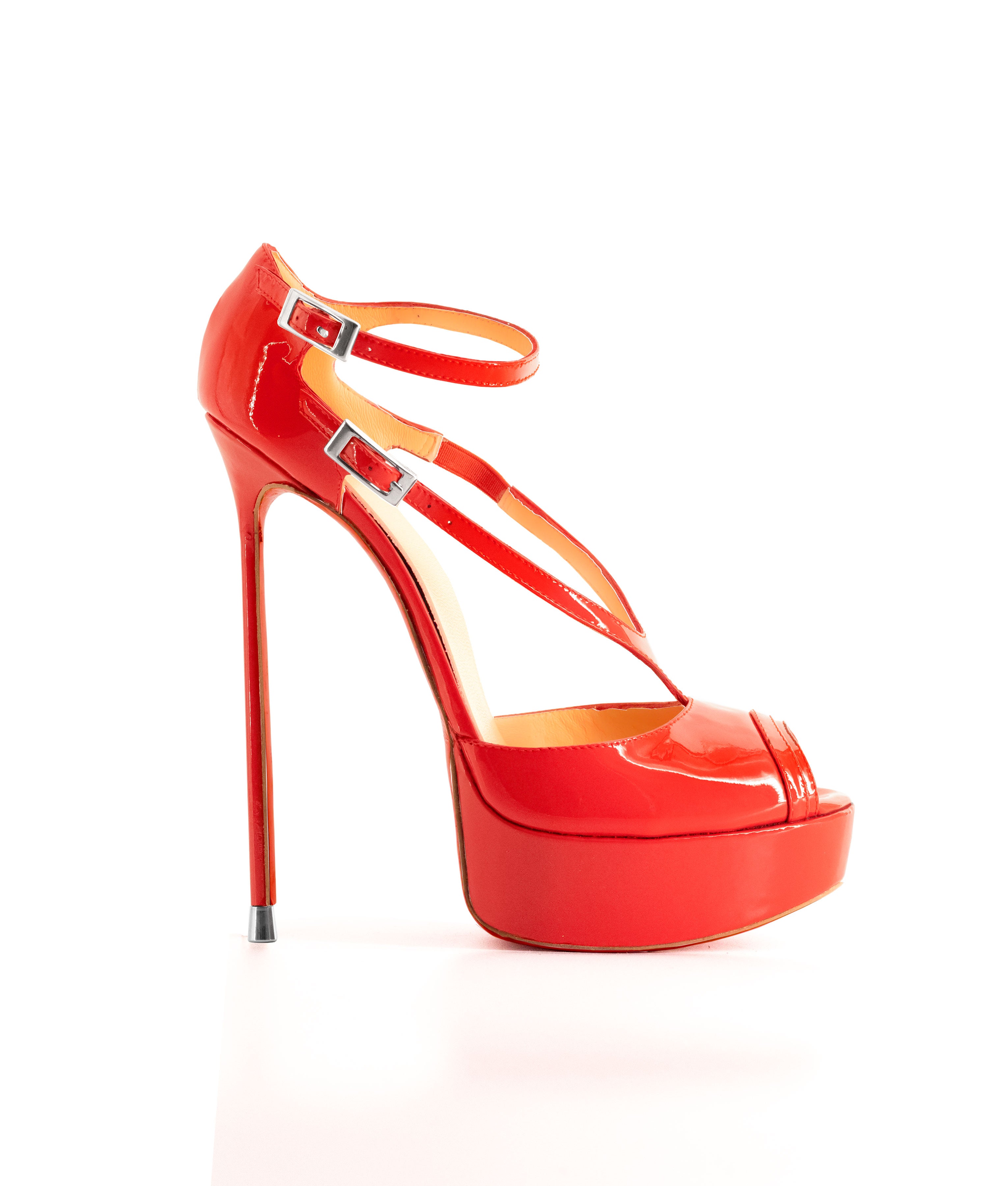 Deconte 155 Red Patent · Charlotte Luxury Shoes · Luxury High Heel Sandals · Vicenzo Rossi · Custom made · Made to measure · Patent Luxury Platform High Heel Sandals