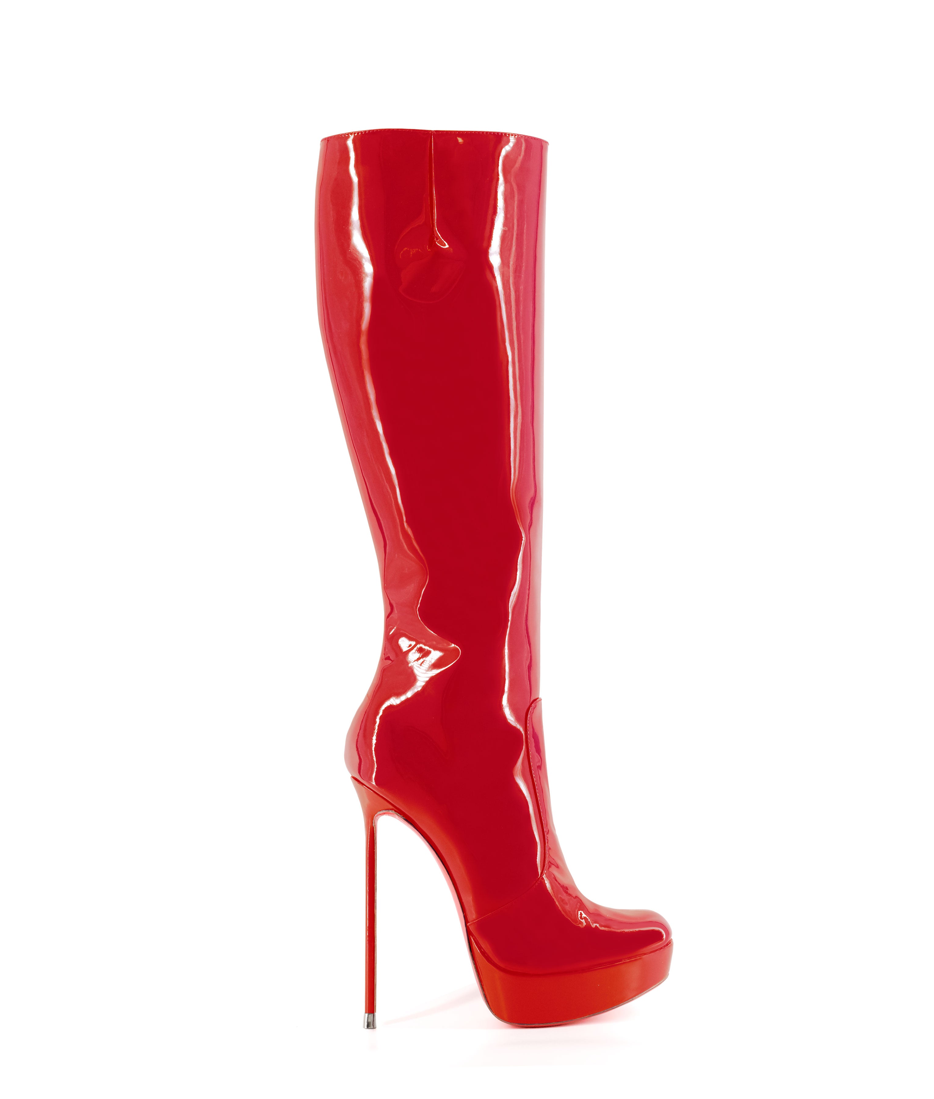 Demona Red Patent 155 · Charlotte Luxury Boots · Luxury High Heel Knee High Boots · Di Marni - Vicenzo Rossi · Custom made · Made to measure · Luxury Platform Boots · High Heel Boots