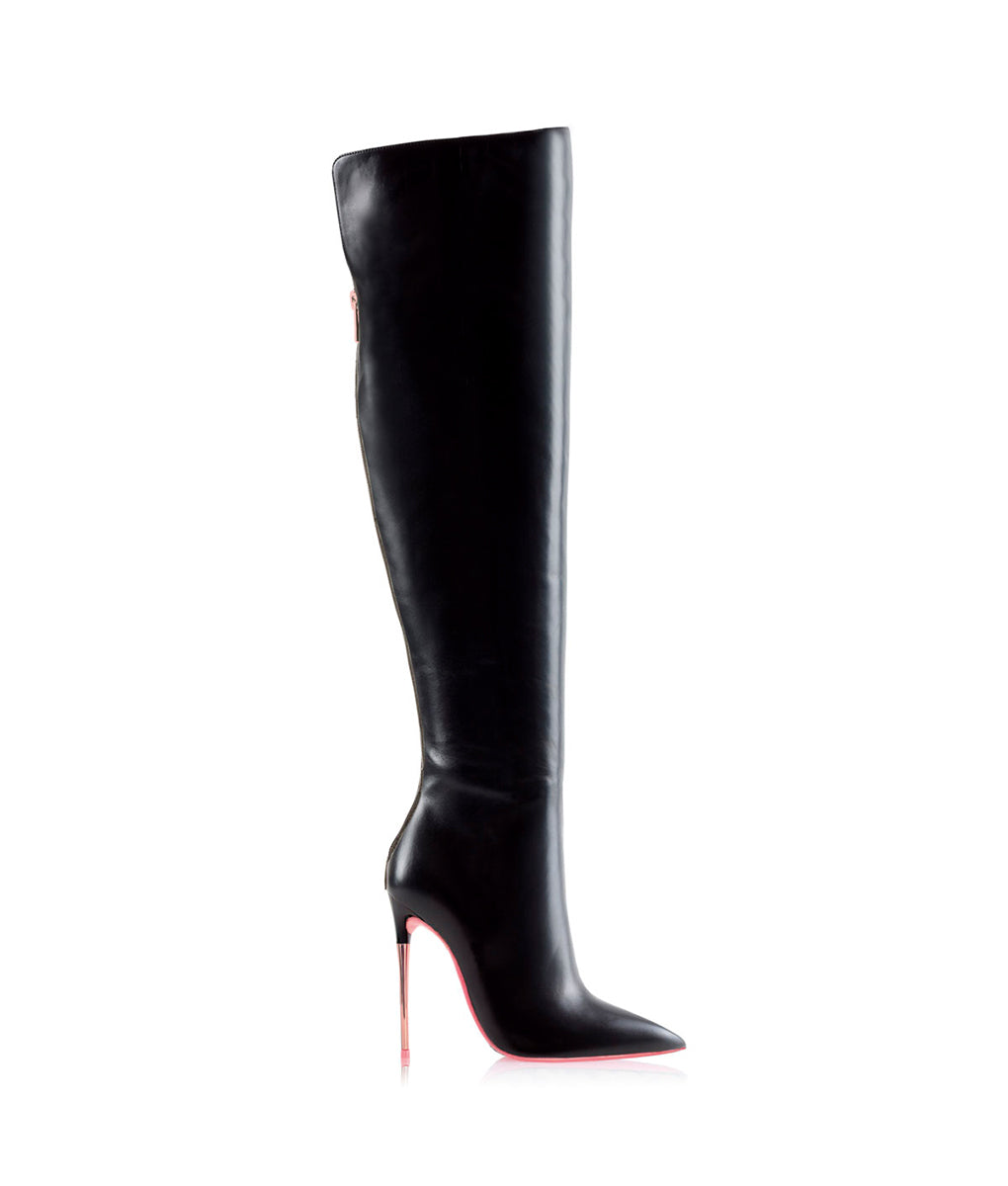 Mira  Black · Charlotte Luxury High Heels Boots · Ada de Angela Shoes · High Heels Boots · Luxury Boots · Over Knee High Boots · Stiletto · Leather Boots Metallic Heel Zipper Back