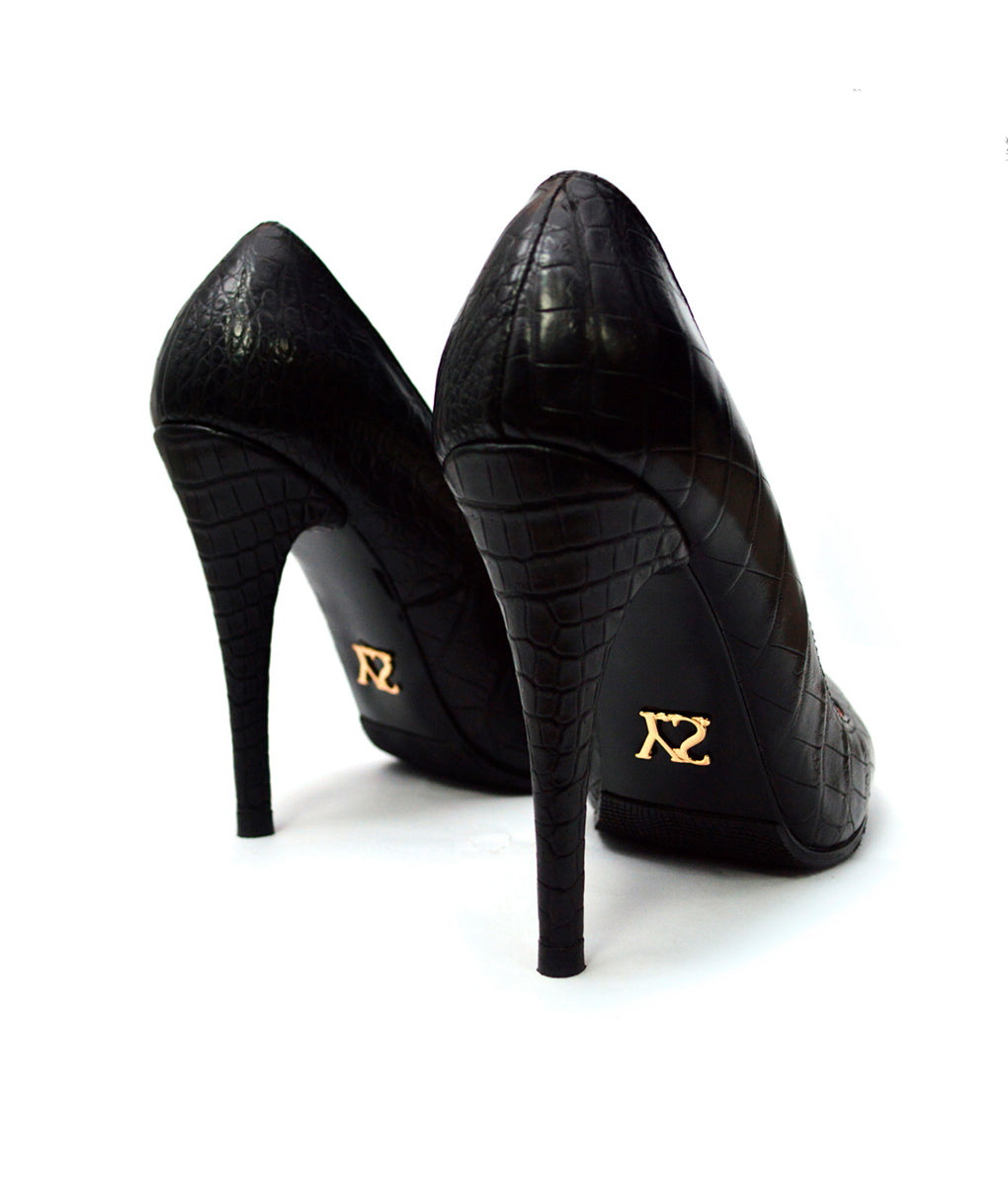 Noa Black Crocodile · Charlotte Luxury Shoes · Luxury High Heel Pumps Shoes · Yarose Shulzhenko · Custom Made · Made to measure · Luxury High Heel Shoes · Shoes