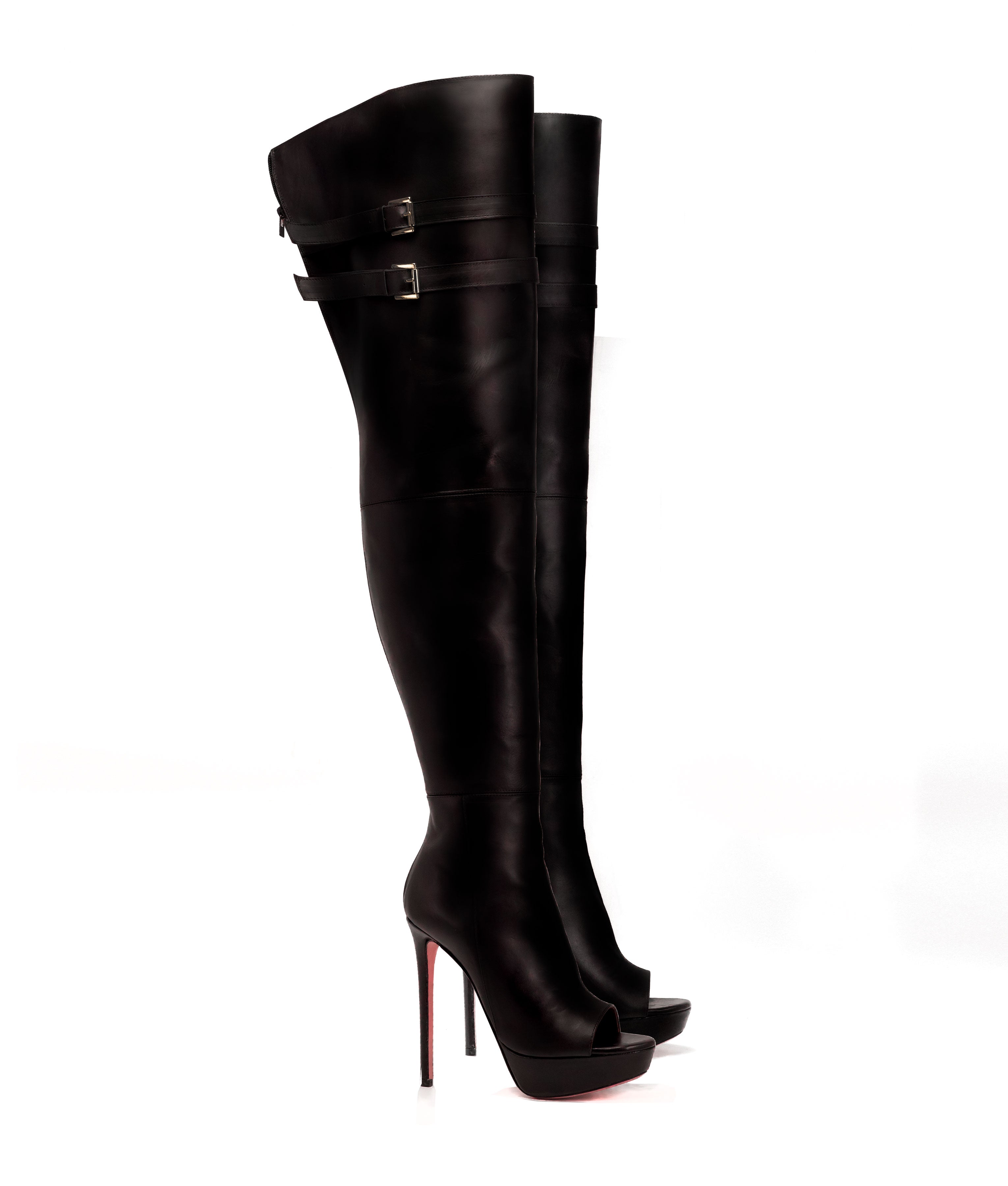 Pyska Black 135 Black Napa · Ada de Angela  · Charlotte Luxury High Heels Boots · Luxury High heel Fetish Boots ·  Platform Peep Toe Thigh high Boots · Luxury High Heels Boots made in Italy