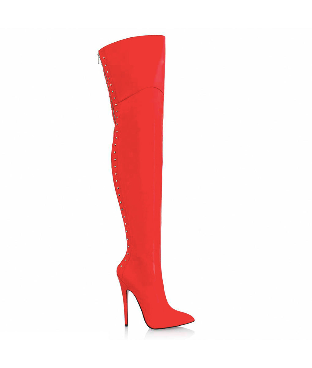 Rea Red · Charlotte Luxury · Luxury High Heels Thigh High Boots · Leather Boots · fetish Boots · Extreme Boots · Italy Boots · CQ Couture Boots