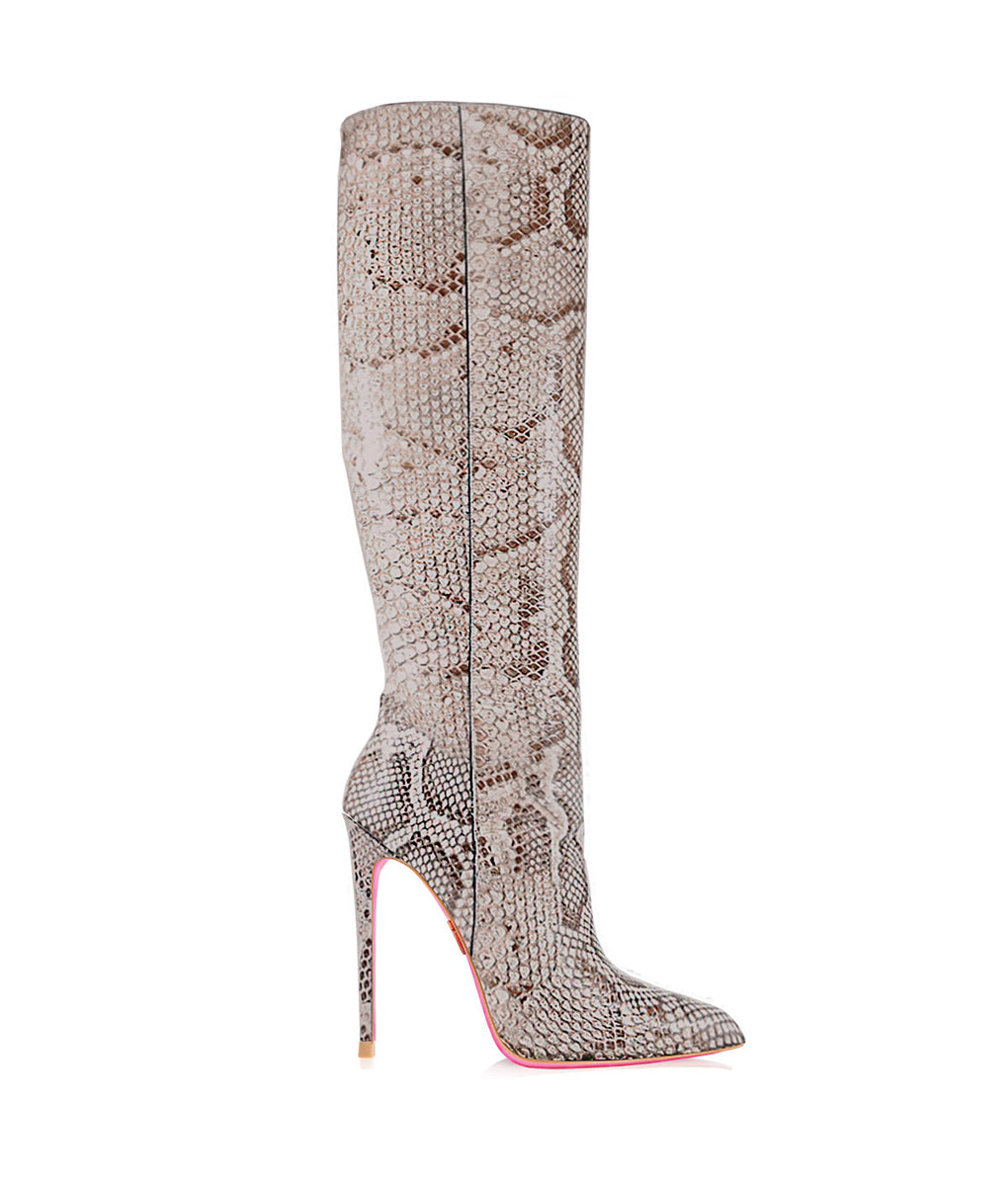 Spica Python · Charlotte Luxury High Heels Boots · Ada de Angela Shoes · High Heels Boots · Luxury Boots · Knee High Boots · Stiletto · Leather Boots